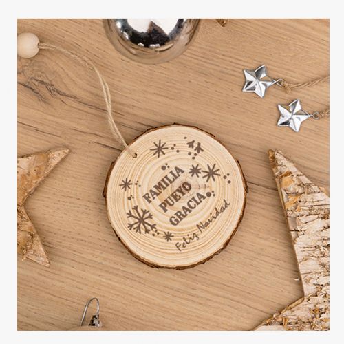 ADORNO NAVIDAD RODAJA PINO PERSONALIZADA 